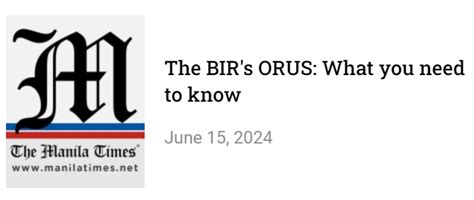 The BIR's ORUS: What you need to know .